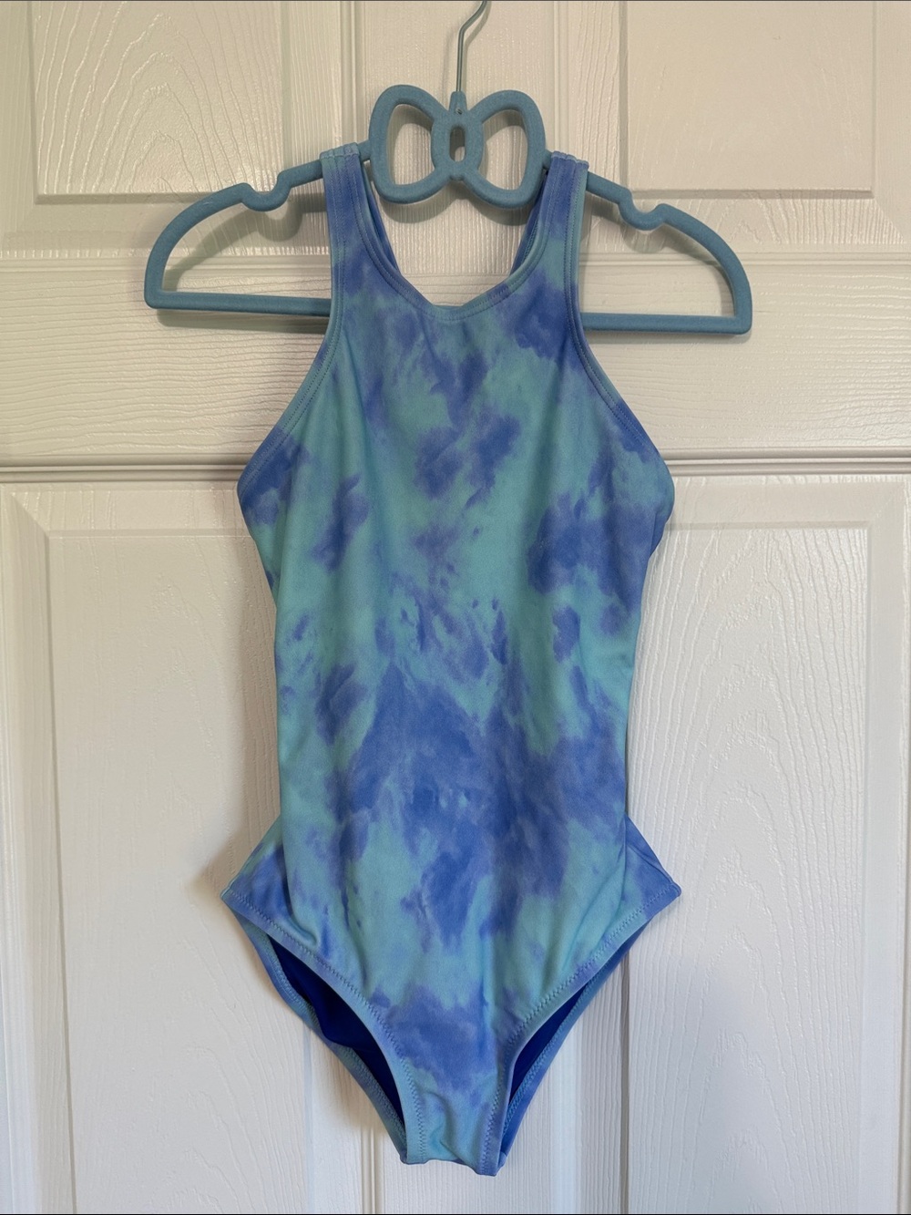 Athleta Girl Aqua and Blue Tie-Dye Kids One-Piece Swimsuit